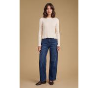 Oasis Women's Pointelle Frill Neck Long Sleeve Top in Ivory | Size: Small