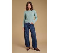 Oasis Women's Pointelle Frill Neck Long Sleeve Top in Sage | Size: Small Oasis Sage S