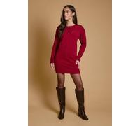 Oasis Women's Pointelle Scallop Detail Mini Knitted Dress in Berry | Size: Medium