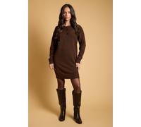 Oasis Women's Pointelle Scallop Detail Mini Knitted Dress in Chocolate | Size: XS