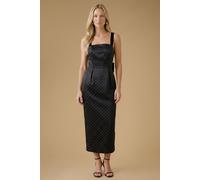 Oasis Women's Polkadot Bow Back Occasion Midaxi Dress in Mono | Size: 12