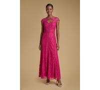 Oasis Women's Premium Chantilly Lace Maxi Dress in Hot Pink | Size: 14