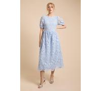 Oasis Women's Premium Floral Lace Puff Sleeve Midi Dress in Mint | Size: 8