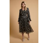 Oasis Women's Premium Scallop Neck Lace Midi Dress in Black | Size: 14