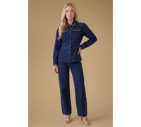 Oasis Women's Premium Stud Detail Barrell Leg Jeans in Indigo | Size: 16