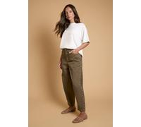 Oasis Women's Premium Stud Detail Barrell Leg Jeans in Olive | Size: 10