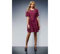 Oasis Women's Printed Diamante Trim Cap Sleeve Mini Dress in Animal | Size: 8 Oasis Animal 8