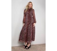 Oasis Women's Printed Dropped Curved Waist Long Sleeve Maxi Dress in Animal | Size: 12