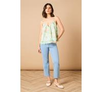 Oasis Women's Printed Frill Detail Babydoll Cami Top in Mint | Size: 12 Oasis Mint 12