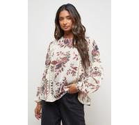 Printed Lace Detail Dobby Chiffon Blouse Oasis Floral 8