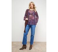 Oasis Women's Printed Lace Detail Dobby Chiffon Blouse | Size: 12 Oasis Multicolor 12