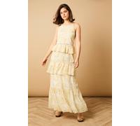 Oasis Women's Printed Lace Detail Halterneck Tiered Midaxi Dress | Size: 8 Oasis Multicolor 8