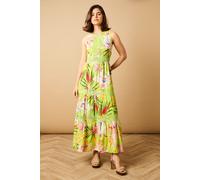 Oasis Women's Printed Lace Detail Keyhole Tiered Maxi Dress | Size: 10 Oasis Multicolor 10