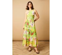 Oasis Women's Printed Lace Detail Keyhole Tiered Maxi Dress | Size: 6