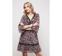 Oasis Women's Printed Lace Detail V Neck Ruffle Mini Dress | Size: 16 Oasis Multicolor 16