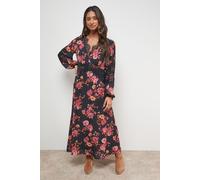 Oasis Printed Lace Insert Bias Midi Dress In Floral floral 14