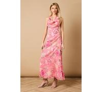 Oasis Women's Printed Mesh Dobby Halterneck Dress in Pink | Size: 14