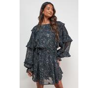 Oasis Women's Printed Ruffle Batwing Sleeve Mini Dress | Size: 14 Oasis Multicolor 14