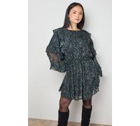 Oasis Women's Printed Ruffle Batwing Sleeve Mini Dress | Size: 18