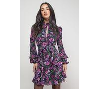 Oasis Women's Printed Ruffle Boho Fit & Flare Mini Dress | Size: 8 Oasis Multicolor 8