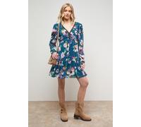 Oasis Women's Printed Statement Shoulder Ruched Body Mini Dress | Size: 14 Oasis Multicolor 14