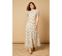 Oasis Women's Printed Textured Maxi Dress in Ivory | Size: 16 Oasis Ivory 16