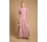 Oasis Women's Printed Textured Maxi Dress in Pink | Size: 12