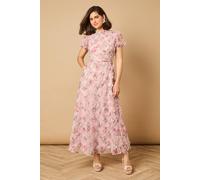 Oasis Women's Printed Textured Maxi Dress in Pink | Size: 6 Oasis Pink 6