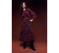 Oasis Women's Printed Tiered Fluted Sleeve Lace Insert Midi Dress | Size: 12 Oasis Multicolor 12