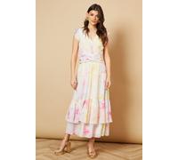 Oasis Women's Printed Twist Front Detail Tiered Midi Dress | Size: 10 Oasis Multicolor 10