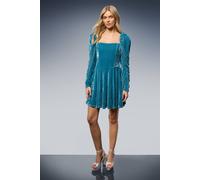 Oasis Women's Puff Sleeve Mini Skater Dress in Teal | Size: 10
