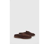 Oasis Women's Raeghan Faux Suede Loafer Style Footbed Flat Mules in Chocolate | Size: 7