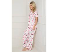 Oasis Women's Valentines Hearts Short Sleeve Jersey Pyjama Set in White | Size: Medium Oasis White M