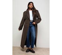 Oasis Women's Relaxed Wool Trench in Chocolate | Size: 6
