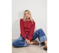 Rib Transfer Balloon Sleeve Jumper Oasis Red L