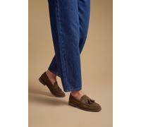 Oasis Women's Riley Faux Suede Tassel Detail Loafers in Green | Size: 7