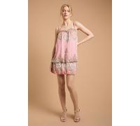 Oasis Women's Rope Detail Neckline Bubble Hem Mini Dress in Salmon | Size: 8 Oasis Salmon 8