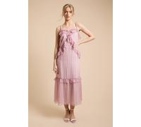 Oasis Women's Rope Detail Neckline Ruffle Cami Midaxi Dress in Pink | Size: 10