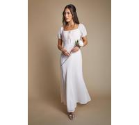 Oasis Women's Rose Angel Sleeve Wrap Bodice Chiffon Bridesmaid Maxi Dress | Size: 12
