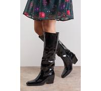 Oasis Women's Ruby Faux Leather Western High Block Heel Knee Boots in Black | Size: 4 Oasis Black 4