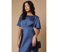 Oasis Women's Ruched Satin clutch Bag with Removable Shoulder Strap in Navy Oasis Navy One Size