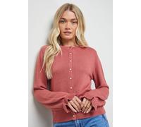 Oasis Women's Ruffle Detail Cropped Cardigan in Desert Rose | Size: Large Oasis Desert Rose L