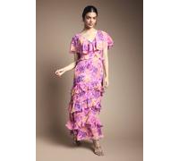 Oasis Women's Ruffle Detail Maxi Dress in Pink | Size: 6