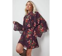 Oasis Women's Ruffled Cape Sleeve Mini Dress | Size: 10 Oasis Multicolor 10