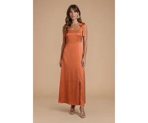 Oasis Women's Rust Satin Tie Shoulder Midi Bridesmaid Dress | Size: 10 Oasis Rust 10