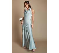Oasis Women's Sage Cowl Halterneck Satin Maxi Bridesmaid Dress | Size: 12