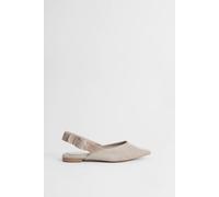 Oasis Women's Sandy Faux Suede Pointed Slingback Buckle Flat Shoes in Beige | Size: 4 Oasis Beige 4