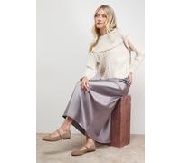 Oasis Women's Satin Bias Cut Maxi Skirt in Mocha | Size: 6