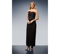 Oasis Women's Satin Bow Front Bandeau Midi Dress in Black | Size: 14 Oasis Black 14