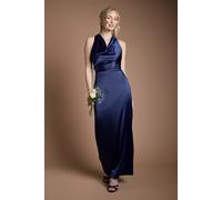 Oasis Women's Satin Cowl Neck Maxi Bridesmaid Dress in Navy | Size: 6 Oasis Navy 6